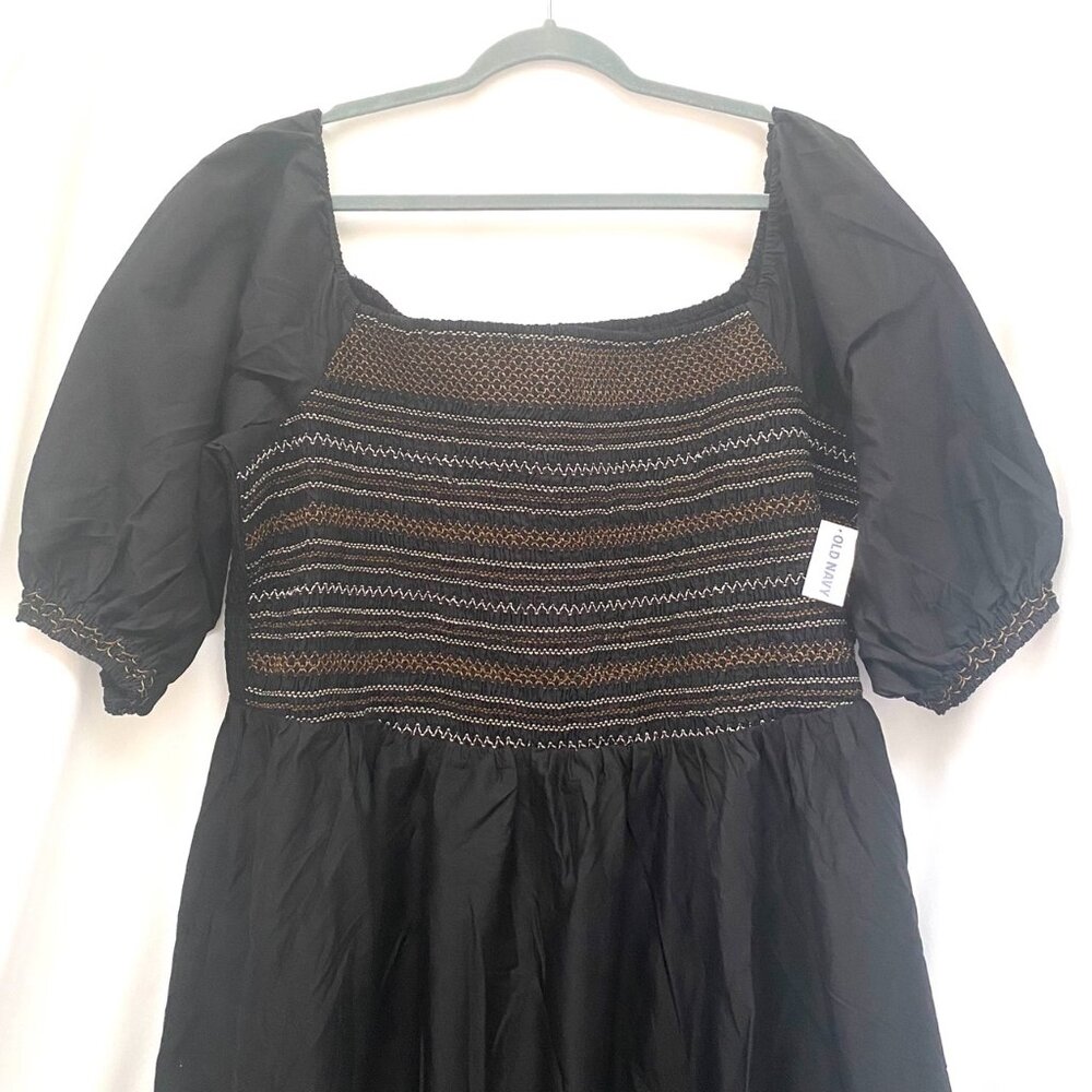 NWT Old Navy Off-the-Shoulder Smocked Maxi Dress 3X Black Cottagecore Whimsigoth - Picture 3 of 13